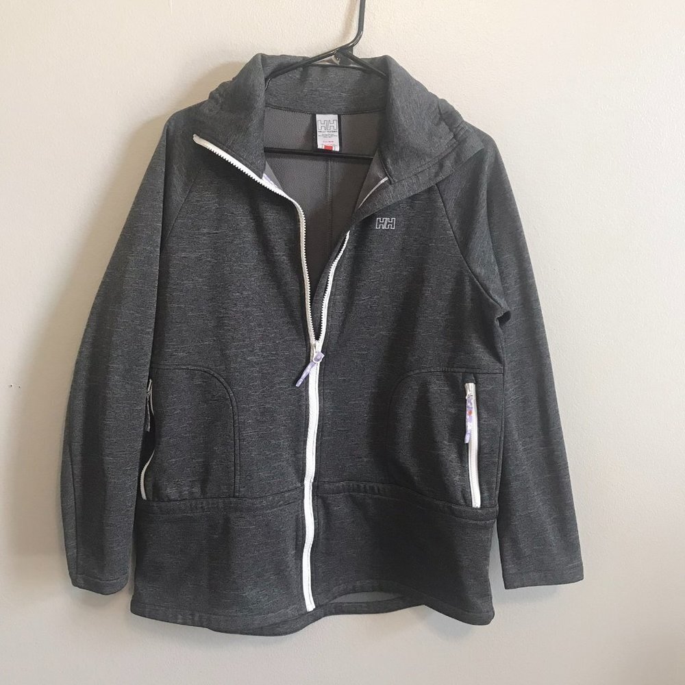 HELLY HANSEN Gray Full Zip Floral Accent Jacket Size Medium